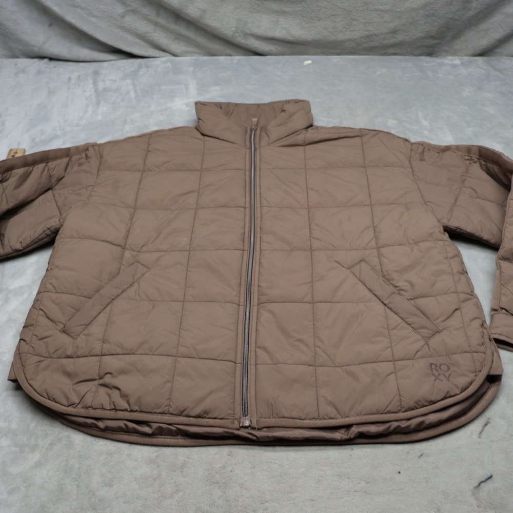 Roxy Jacket Womens Large Brown Wind Rain Full Zip Lightweight Quilted Puffer
